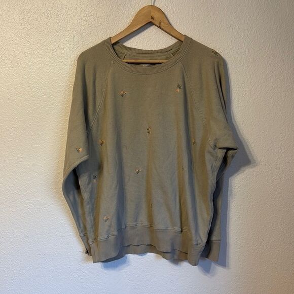 Aerie Embroidered Floral Crewneck Large - Picture 1 of 6